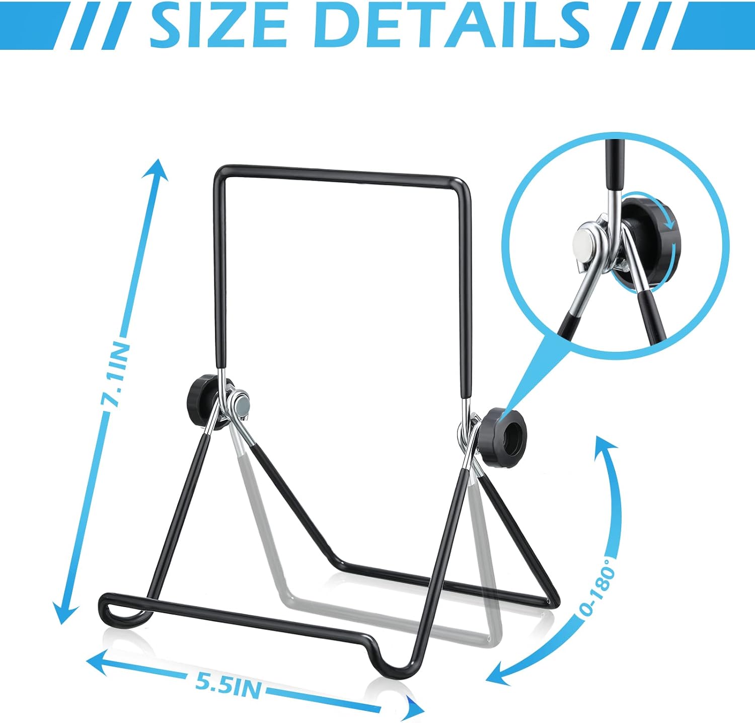 Kenning 24 Pcs Adjustable Metal Book Display Stands Bulk 5.5" x 7.1" Foldable Plate Holders Display Stands Iron Wire Easels for Picture Frame Photos Cookbooks(Black,Double Corners)