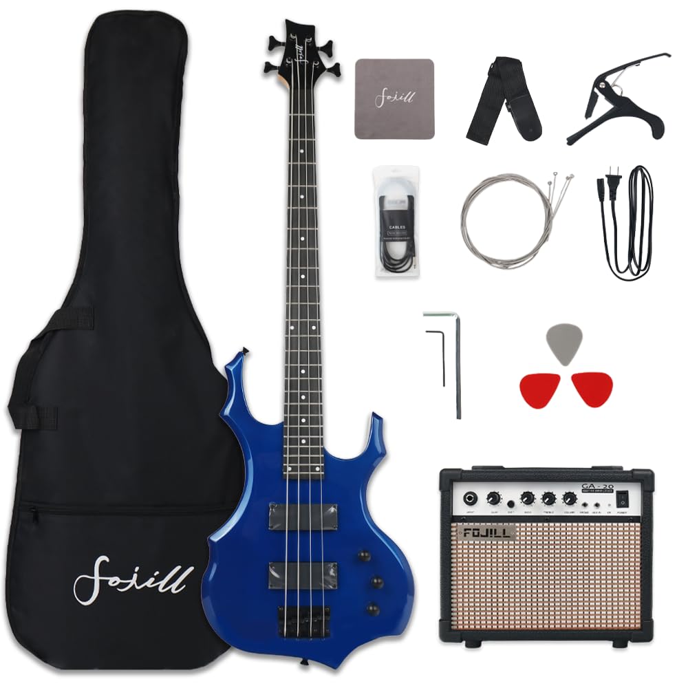 Cool Shape 4 Four String Electric Bass Guitar 20W Amplifier Amp Right Hand Beginner Start…
