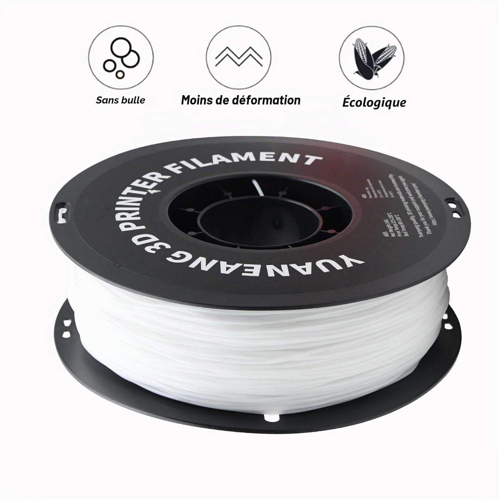 Lot de 10 rouleaux de filament PETG pour imprimante 3D, précision dimensionnelle +/- 0,03 mm, bobine de 1 kg, 1,75 mm, convient à la plupart des imprimantes 3D, 10 kg blanc