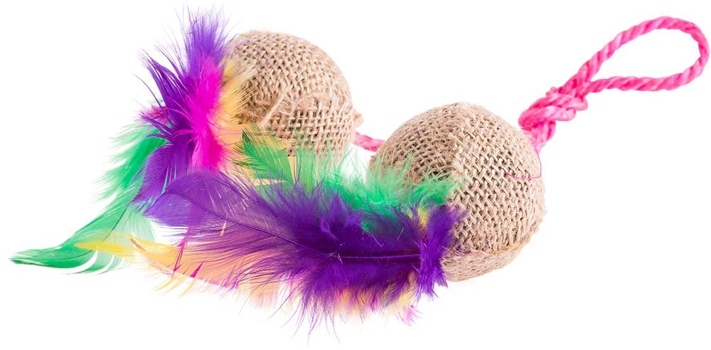 Trixie - filaballe jouet a plumes pour chat - Coloris Assortis