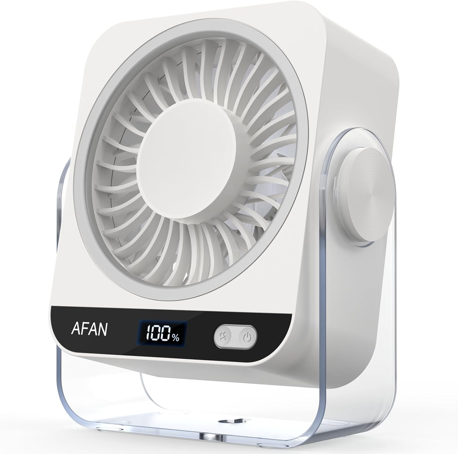 Rechargeable Desk Fan: Small Battery Operated Fan 5000mAh, 199 Speeds Digital Display, 120° Tilt Adjustable, 6.6" Quiet Table Top Fans for Bedroom Home Dorm Office Travel, Beige
