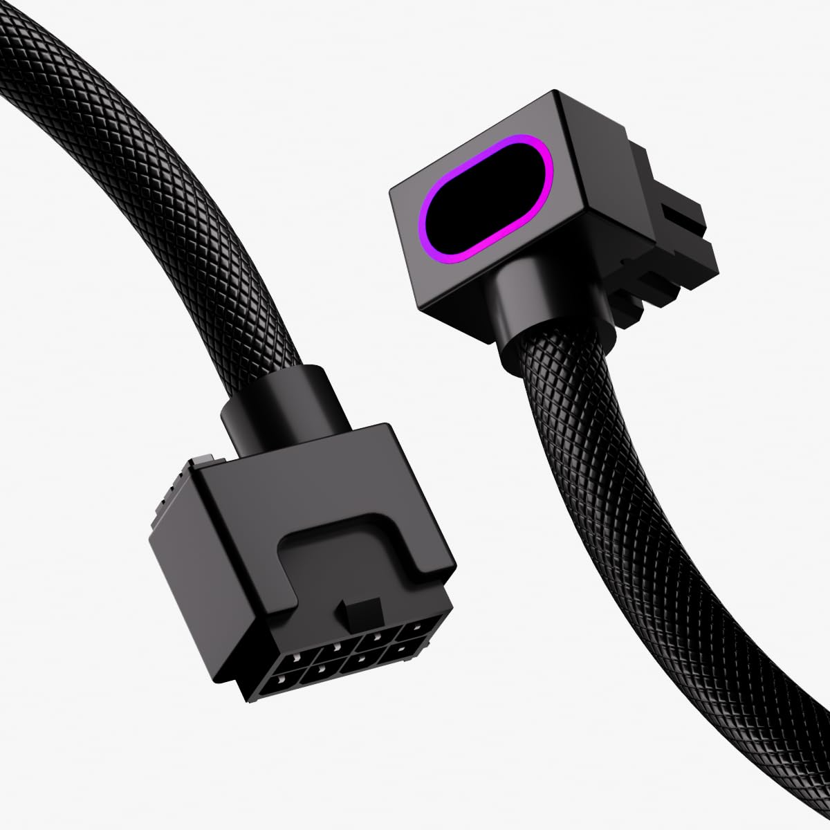 AIJS 8PIN PSU GPU Extension Cable,ARGB PC Cable with 5V 3Pin,18AWG 90°Right-Angle Design for Cleaner PC Builds.30CM(Black-GPU-B)