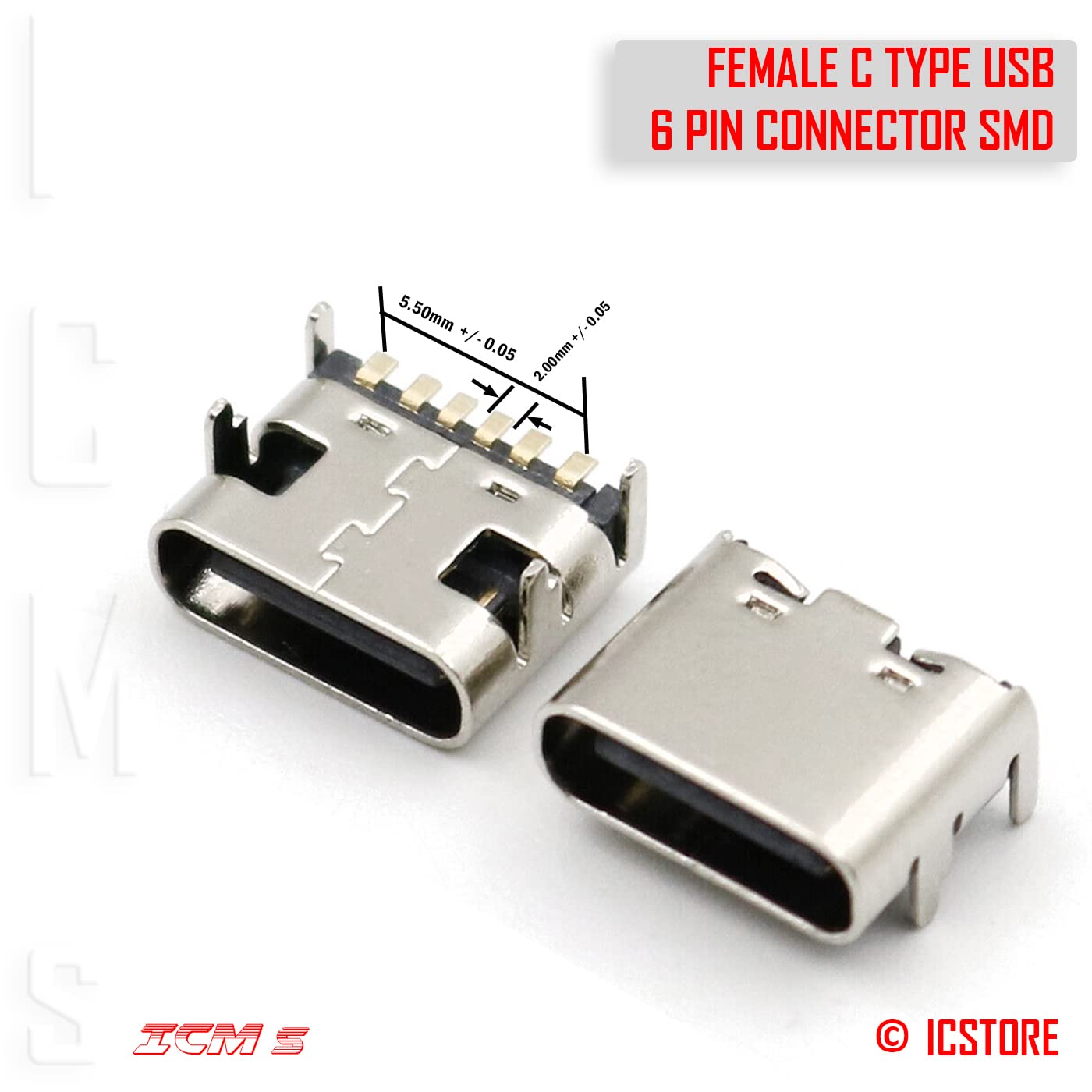 C Type USB Female Port Connector - 10 Pack -3