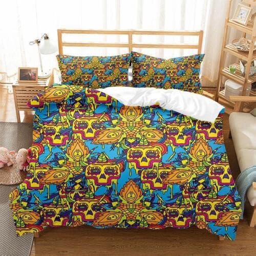 Parure de lit squelette jaune 90x190 cm pour chambre d'enfant