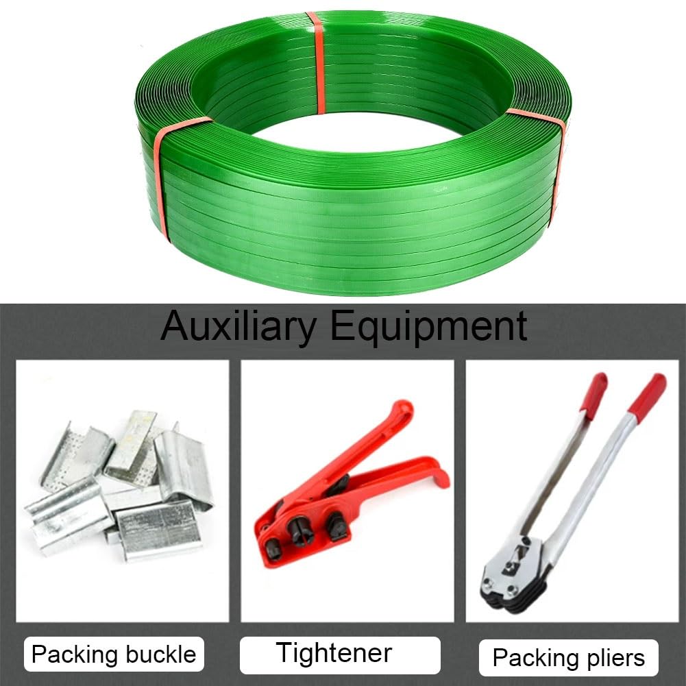 Rouleau de cerclage en polyester, 16 mm x 0,8 mm, résistance à la rupture de 635 kg, résistant aux UV et à l'eau, idéal pour emballer et sécuriser les marchandises