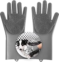 DIGEE MIGEE Magic Pet Grooming Gloves Dog Bathing Scrubber Gloves, Heat Resistant Eco-Friendly Silicone Hair Removal Gloves with High Density Teeth for Cats, Dogs (Multicolor)