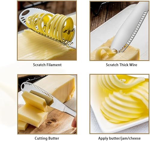 Miniatura 3 de Cuchillo esparcidor de mantequilla de acero inoxidable, cuchillo de mantequilla para untar queso y condimentos (plateado - 1)