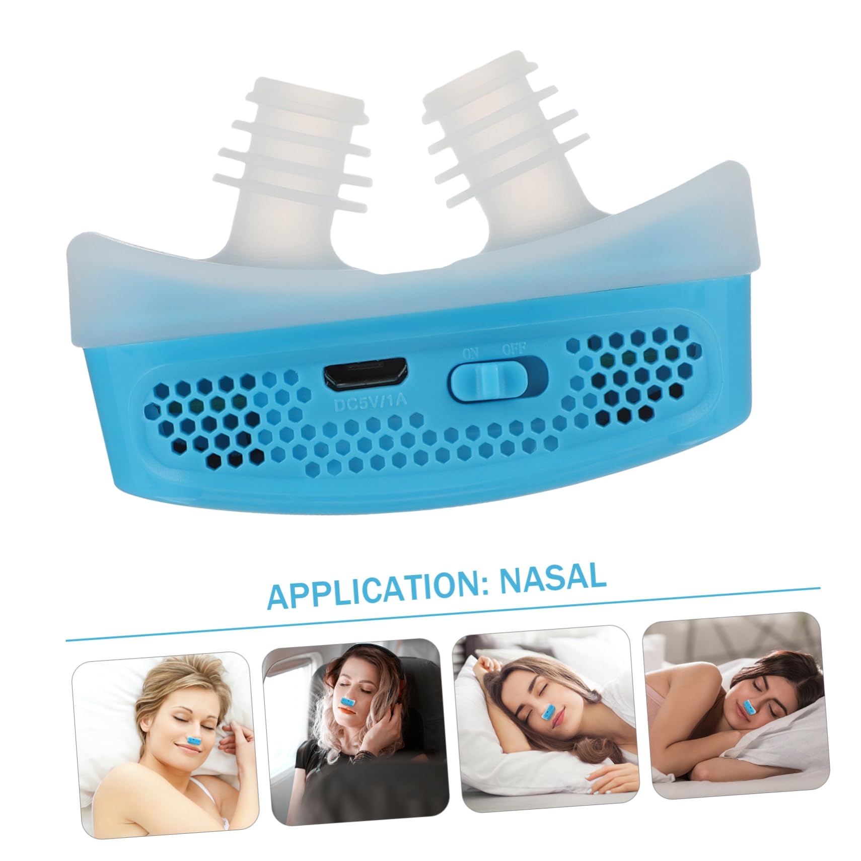 VALICLUD Dispositivo Eléctrico Antirronquidos 2 Unidades Pinza Nasal Nasal Ayuda Automática Para Dormir Filtro Antirronquidos Abs Azul