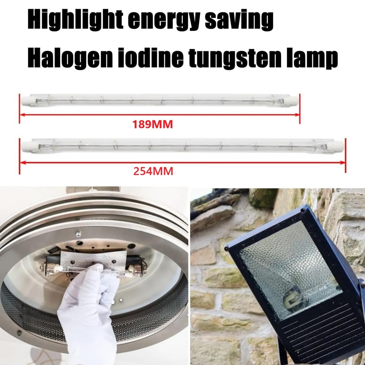 R7S Halogenlampe 254mm, 2700K warmweiß, dimmbares doppelseitiges J-Typ-Röhrenlicht für Stehlampen (10%/254mm 1000W)