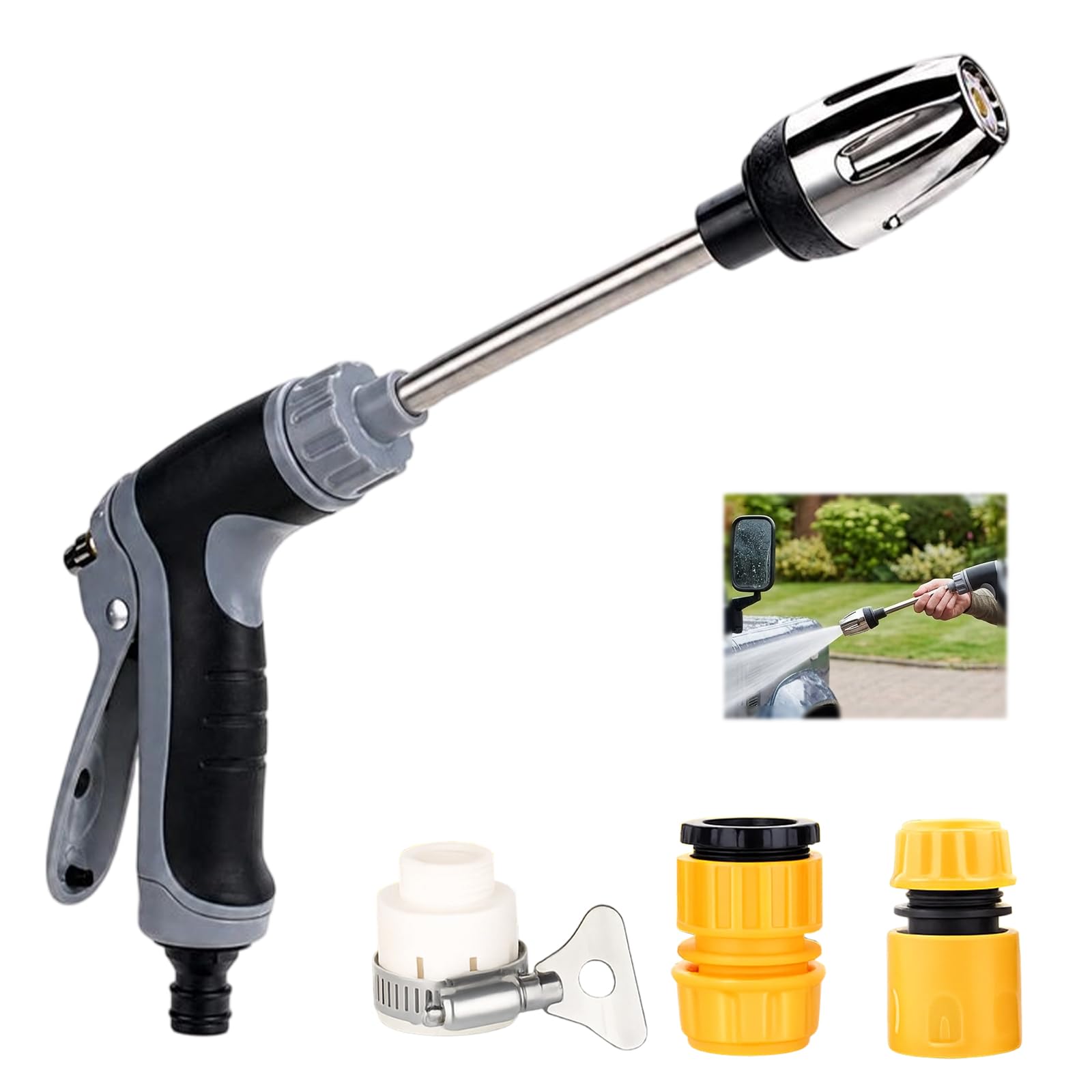 4-Piece High Pressure Hose Attachment Kit with Aquoxis Hose Nozzle,Aquoxis Pressure Washer Gun, Extreme Water Pressure Tool for Efficient Cleaning, Compatible with Aquoxis Power Sprayer Systems ﻿