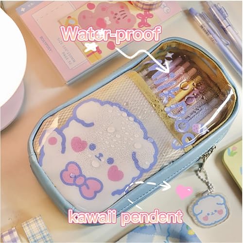 Miniatura 8 de AONUOWE Estuche para lápices Kawaii estético, lindo estuche para niñas, estuche transparente grande, suministros escolares kawaii para adolescentes
