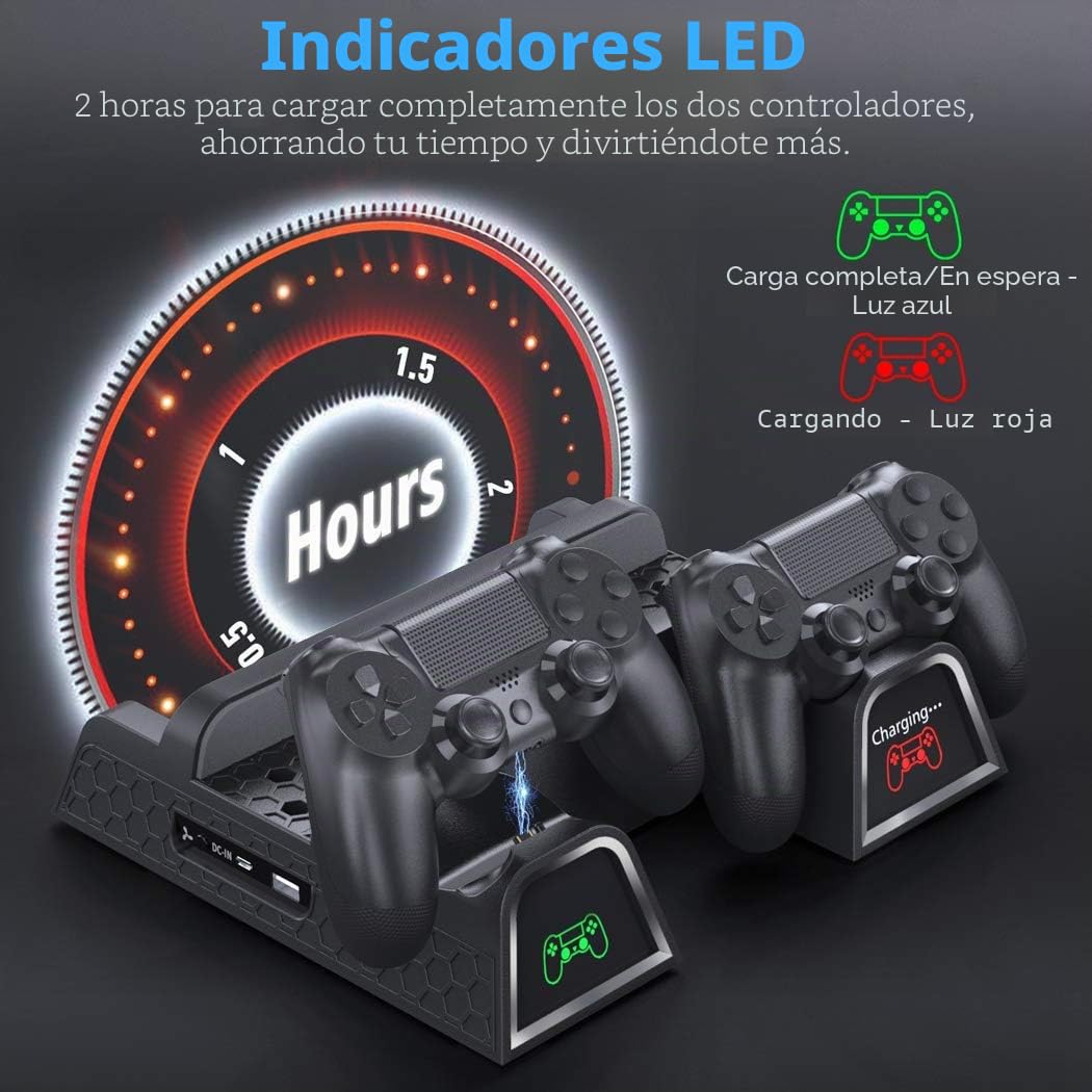 OIVO Soporte para PS4 con Ventilador de refrigeración PS4 para PlayStation 4/PS4 Slim/PS4 Pro, Soporte Vertical PS4 Pro con estación de Carga de Controlador PS4 y 12 Ranuras de Juego