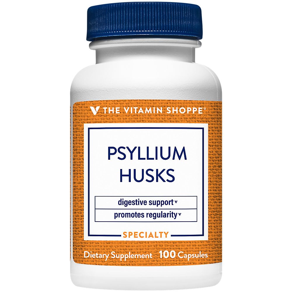 The Vitamin Shoppe Psyllium Husks Plantago Ovata Fiber Supplement (100 Capsules) 100 Count (Pack of 1)