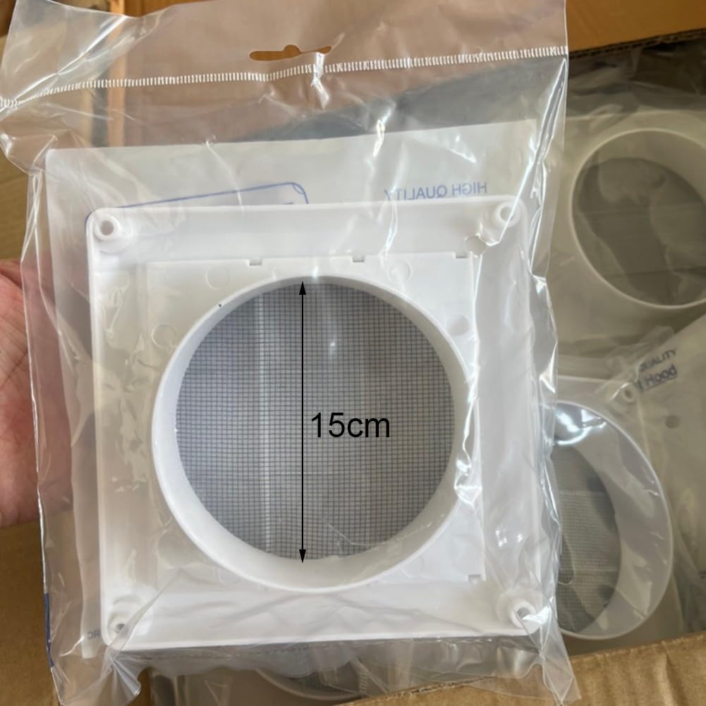 Cubierta de ventilación de plástico blanco de 6 pulgadas, persiana de 3 hojas, 20 x 20 cm, montaje en pared, fácil de limpiar, solución de flujo de aire para el hogar