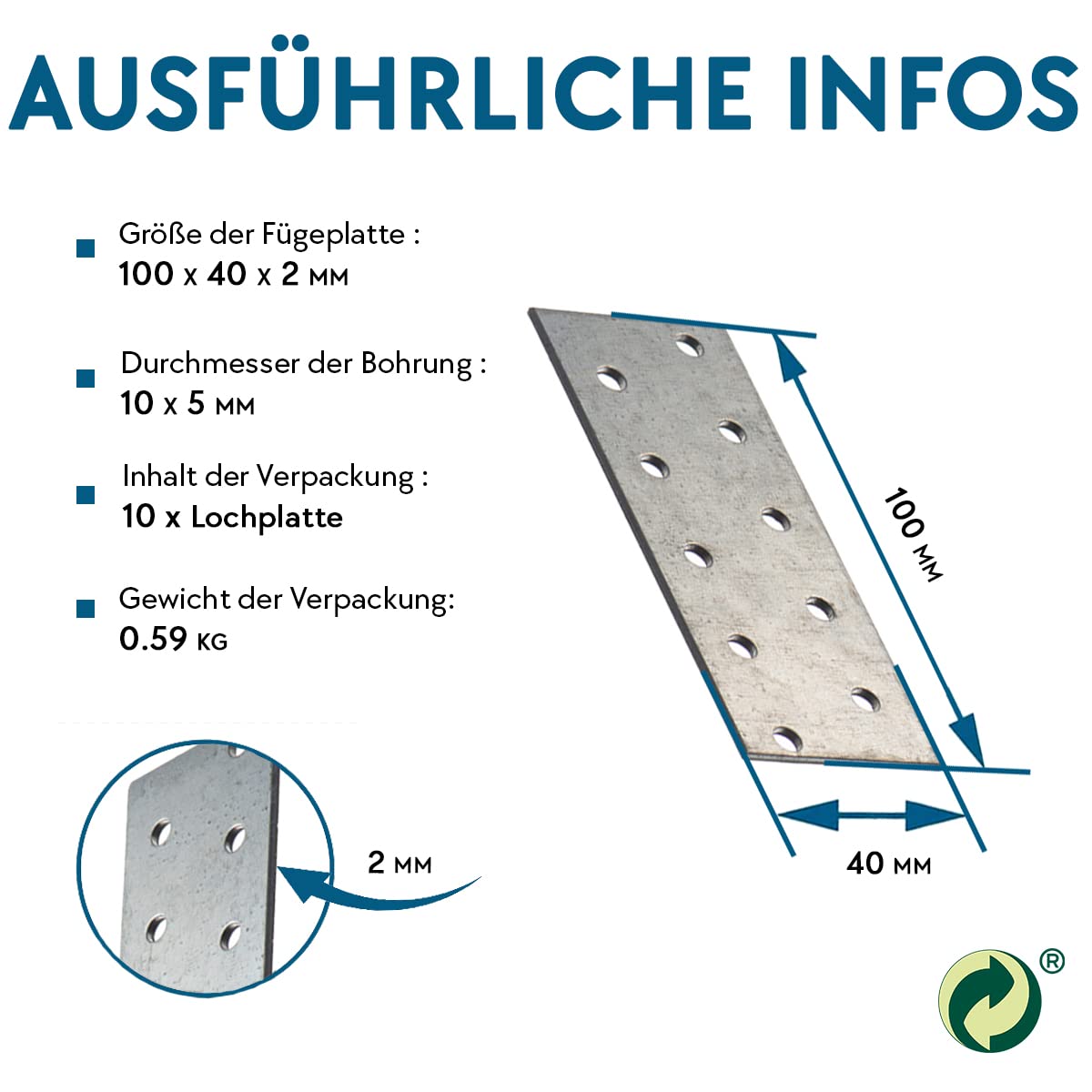 Set 10 Pezzi Angolari In Acciaio Zincato Per Edilizia | Dimensioni 60x60x40x2 Mm | Connettore Per Legno E Strutture Pesanti, Facile Da Montare - 5