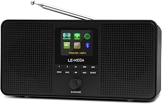 LEMEGA IR4S Stereo WIFI Internet Radio,Portable DAB/DAB+/FM Digital Radio,Spotify Connect,Bluetooth Speaker,Dual Alarms Clock,60 Presets,Headphone-Output,Batteries or Mains Powered -Black