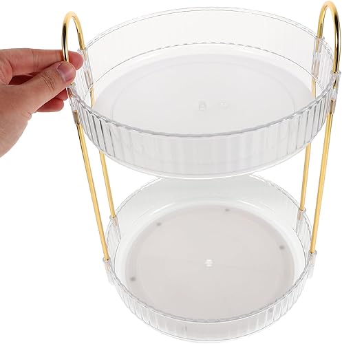 Miniatura 7 de Rotating Skincare Organizer with Adjustable Shelves High Capacity Clear Makeup Storage Rack for Bathroom Countertop Stylish Compact Vanity Holder