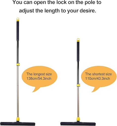 Miniatura 2 de Yocada Escoba telescópica ajustable de 54 pulgadas de largo escoba para el hogar perfecta para garaje patio ducha baño pelo de mascotas suelo de