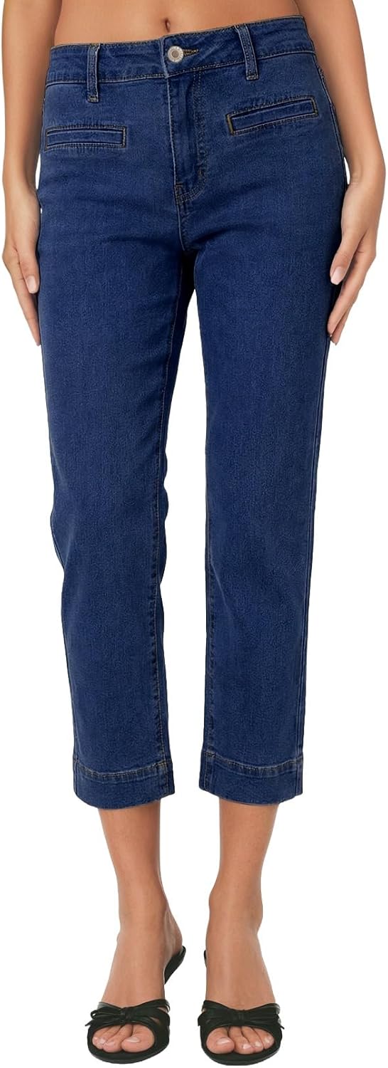 Sidefeel Women’s Capri Jeans High Waist Stretchy Skinny Jeans Casual Summer Trendy Cropped Pants with Welt Pockets