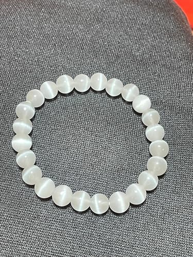 Natural Selenite Bracelet 8mm for Reiki Healing, Vastu Correction, Protection, Concentration, Spirituality, and Creativity – Women Made Authentic Energy Healing Crystal Jewelry3