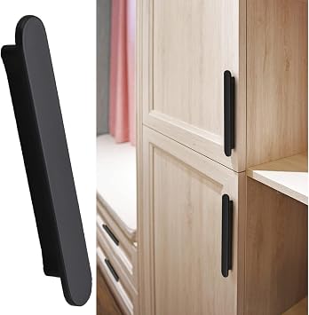 2 Pack Handles Pulls for Kitchen Cabinets,Furniture Decorative Pull Knobs,Drawers Black Knobs,for Modern Style Dresser Wardrobe,Solid Zinc Alloy,Holedistance128mm