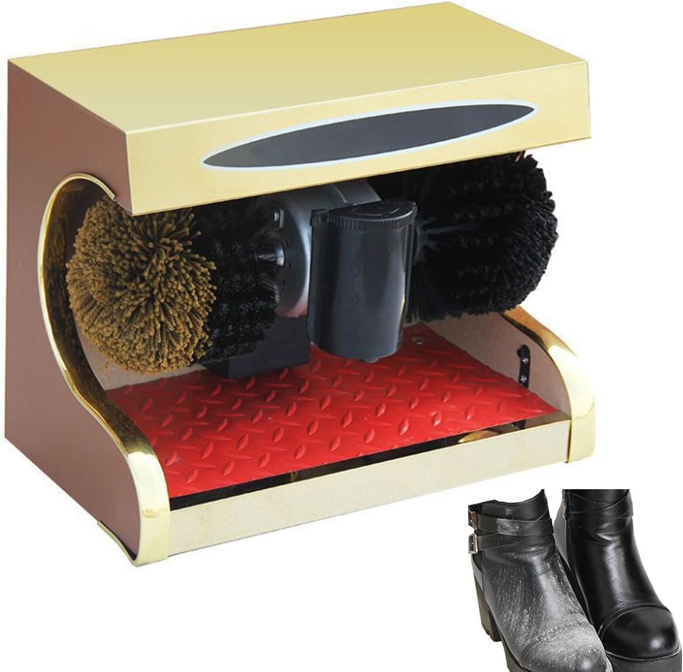 Commercial Shoe polishing Machine - Electric Shoe Shine Polisher with Soft and Hard Brush, Automatic Induction Small Shoe Polisher