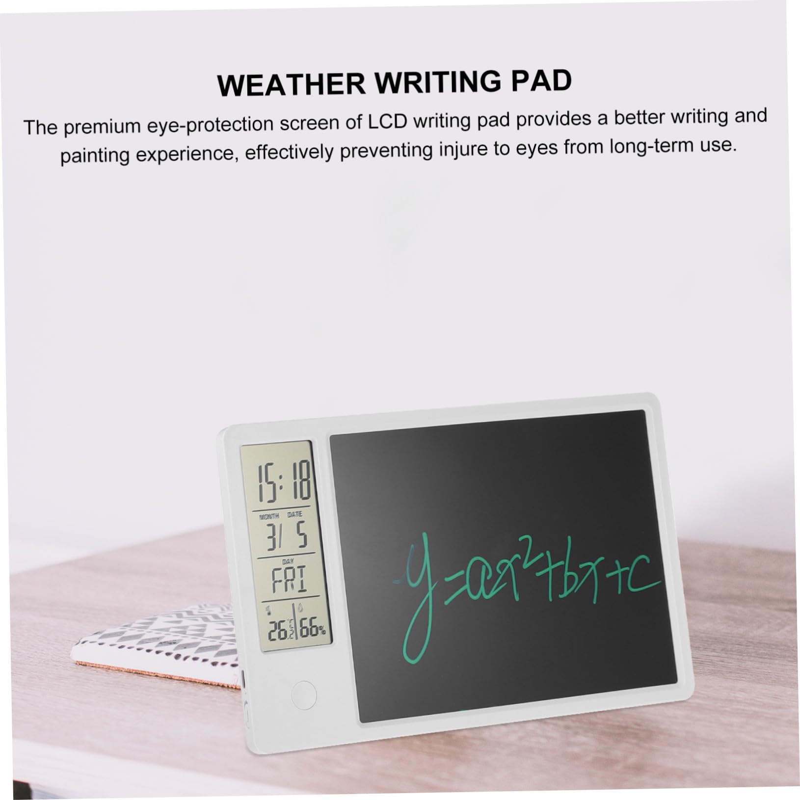 Ciieeo Blocco da Scrittura Meteo Orologio da Tavolo Lcd Calendario Tavoletta Grafica Digitale da Disegno Igrotermografo Intelligente per Ufficio