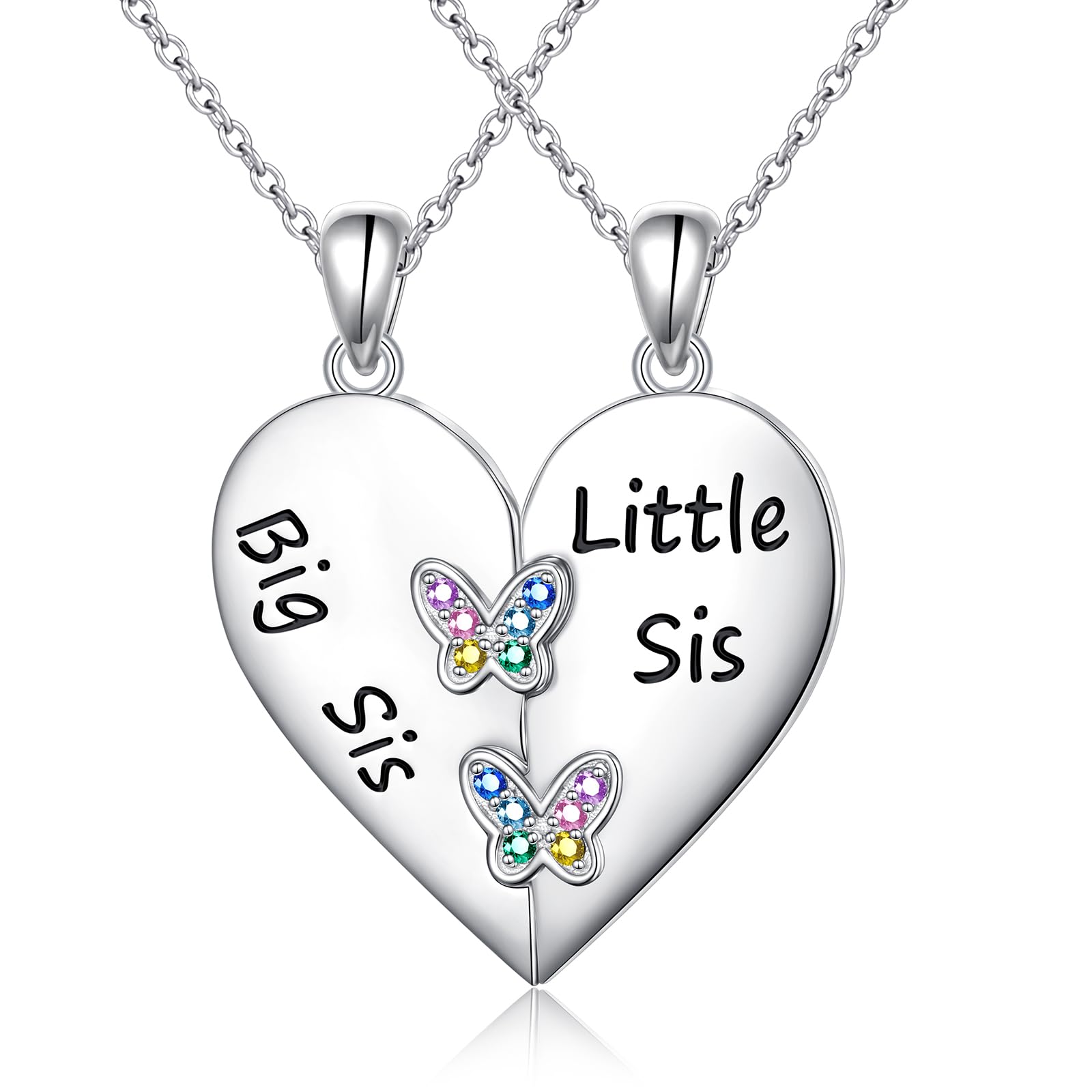 Mutter und Tochter Kette 925 Sterling Silber Schmetterling Mond und Stern Rose Herz Halsketten Anhänger Halskette für Frauen Schmuck Geschenke für Mama Tochter