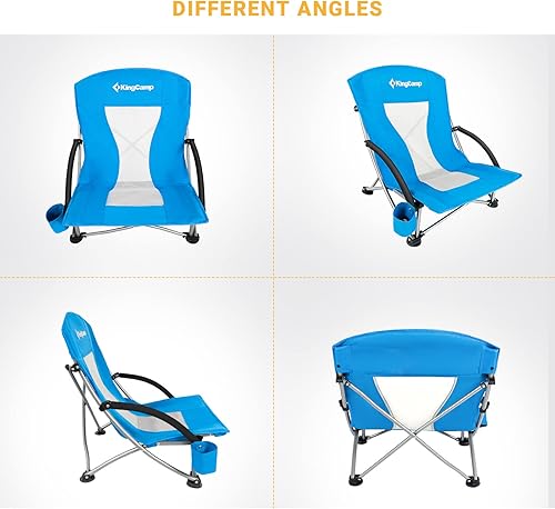 Miniatura 6 de KingCamp Sillas de playa bajas, silla portátil plegable para adultos, asiento ligero extra ancho, 300 libras, mochila de gran tamaño, bolsa de