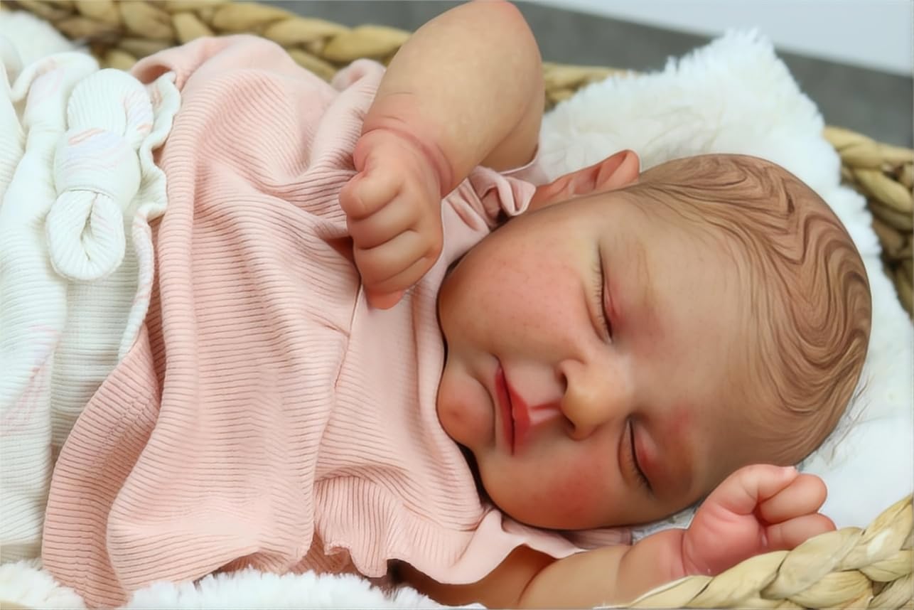 Zero pam Reborn Puppe Mädchen 50cm Reborn Baby Vollsilikon Lebensechte Babypuppe Wie Echtes Newborn Baby Puppe Realistische Puppen Mit Augen Geschlossen