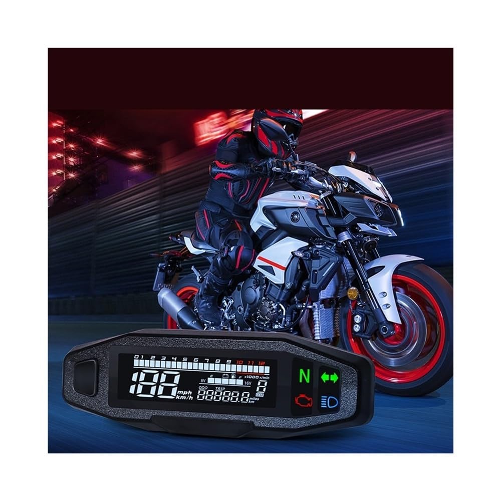 KNVBGG Speedometer Odometer Meter Universal RPM Motorcycle Meter Speedometer Digital Odometer Instrument Sensor Set Motorcycle Tachometer Voltage Oil Level Gauge