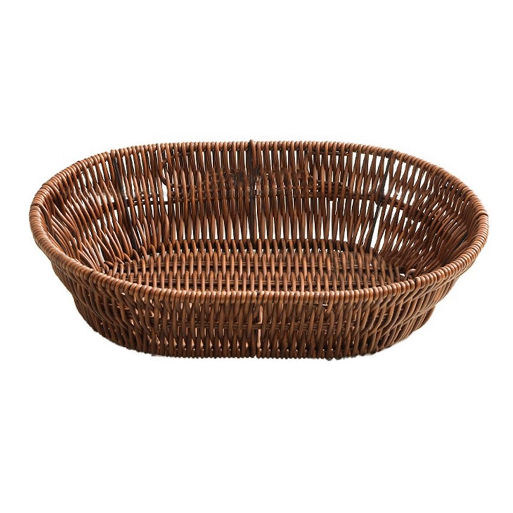CTRLZS Wicker Bread Basket, Tabletop Food Serving Trays, Handwoven Storage Basket Bin for Fruit in Home Restaurant & Bakery A