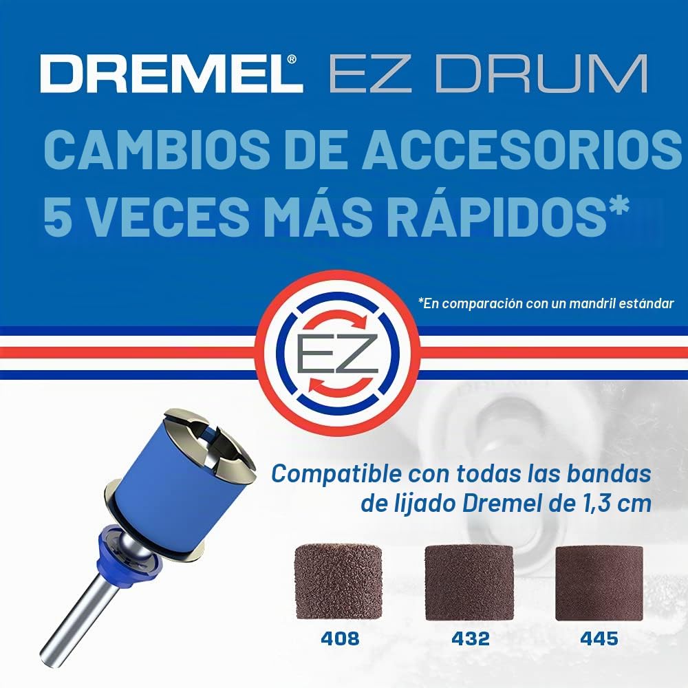 Dremel EZ725 - Juego de accesorios de herramientas giratorias multiusos con kit de almacenamiento, bloqueo EZ-Lock y tambor EZ para cambios de accesorios más rápidos, accesorios para cortar, pulir,