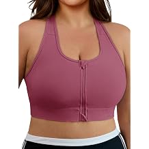 Aoysky High Impact Adjustable Sports Bras for Women Plus Size Front Zip Criss Cross Bras with Removable Pads Workout Running