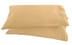 1500 Thread Count Embroidered Egyptian Quality Luxurious Silky Soft Wrinkle & Fade Resistant 2-Piece Pillowcase, Standard/Queen Size, Gold