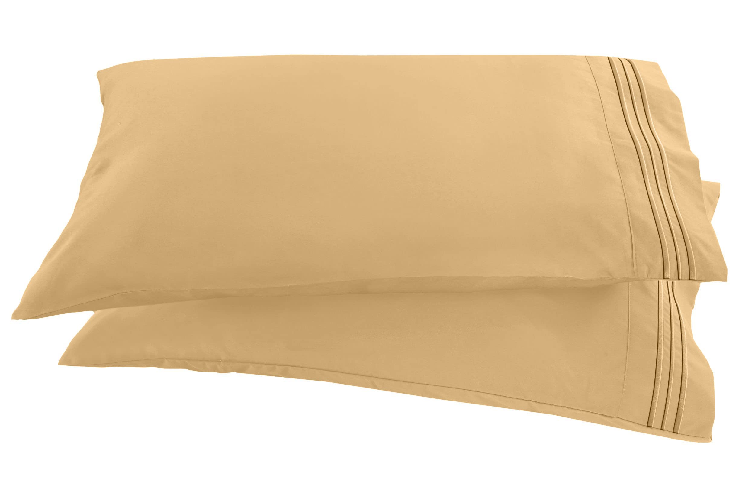 Elegant Comfort 1500 Thread Count Embroidered Egyptian Quality Luxurious Silky Soft Wrinkle & Fade Resistant 2-Piece Pillowcase, King, Gold