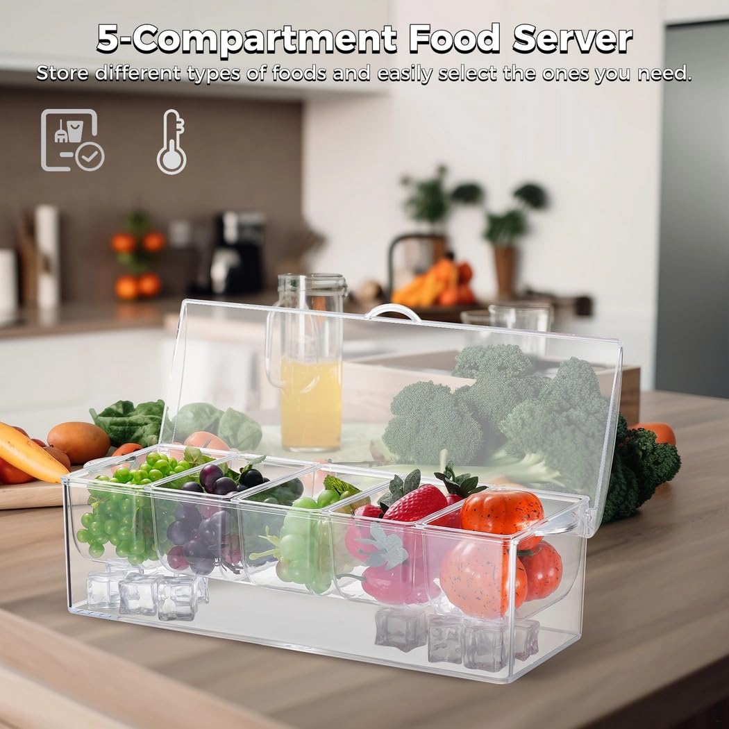 Servidor refrigerado para condimentos, almacenamiento al aire libre, bandeja de condimentos para barbacoa, enfriador para camping, barbacoa, picnic, reunión