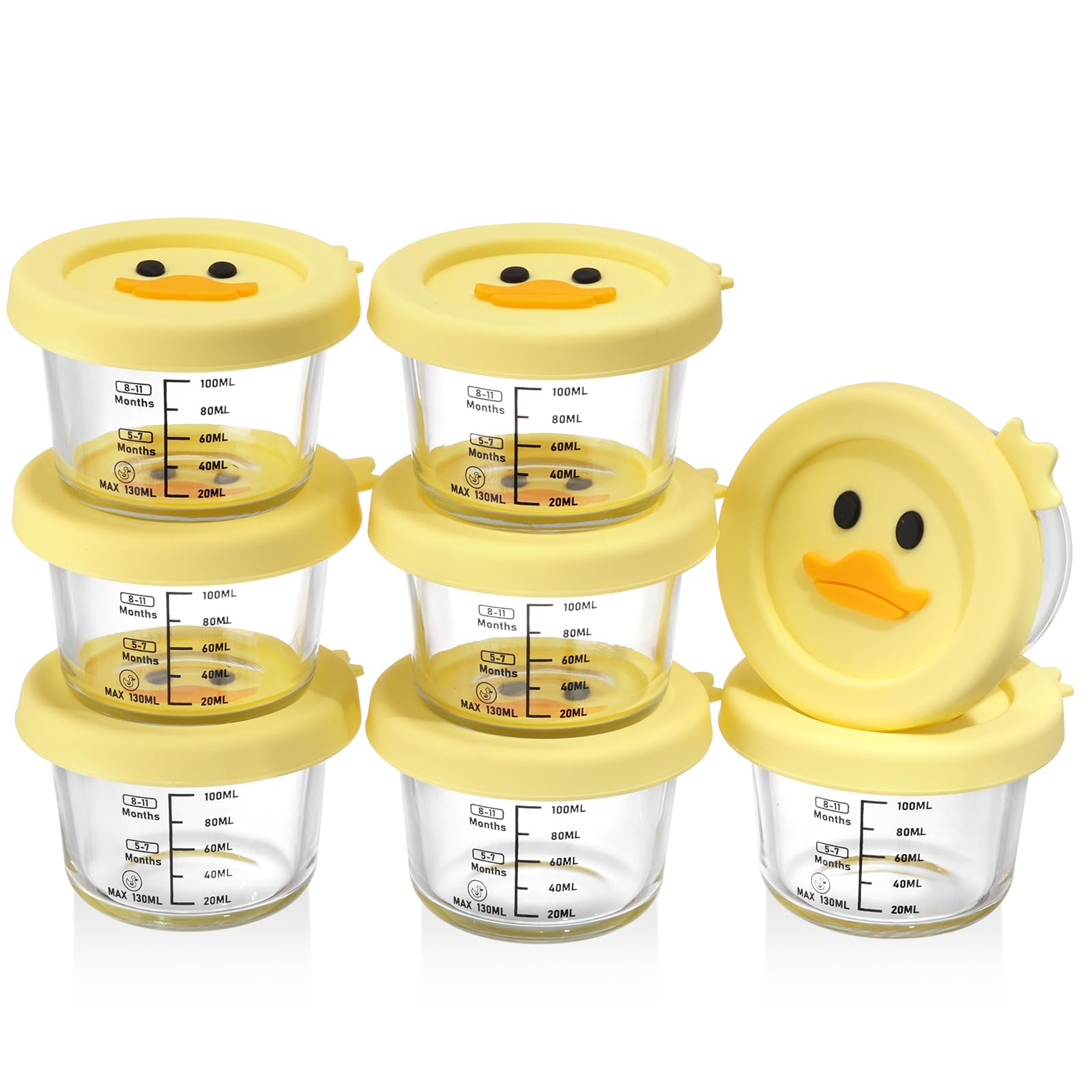 ACEPRUT New Upgrade 8 Stück Verstärktes Glas Babybrei Einfrieren Behälter, Beikost Baby Zubehör, Babynahrung Aufbewahrung, BPA-frei, Auslaufsicher, Mikrowelle, Geschirrspüler & Gefrierschrank sicher