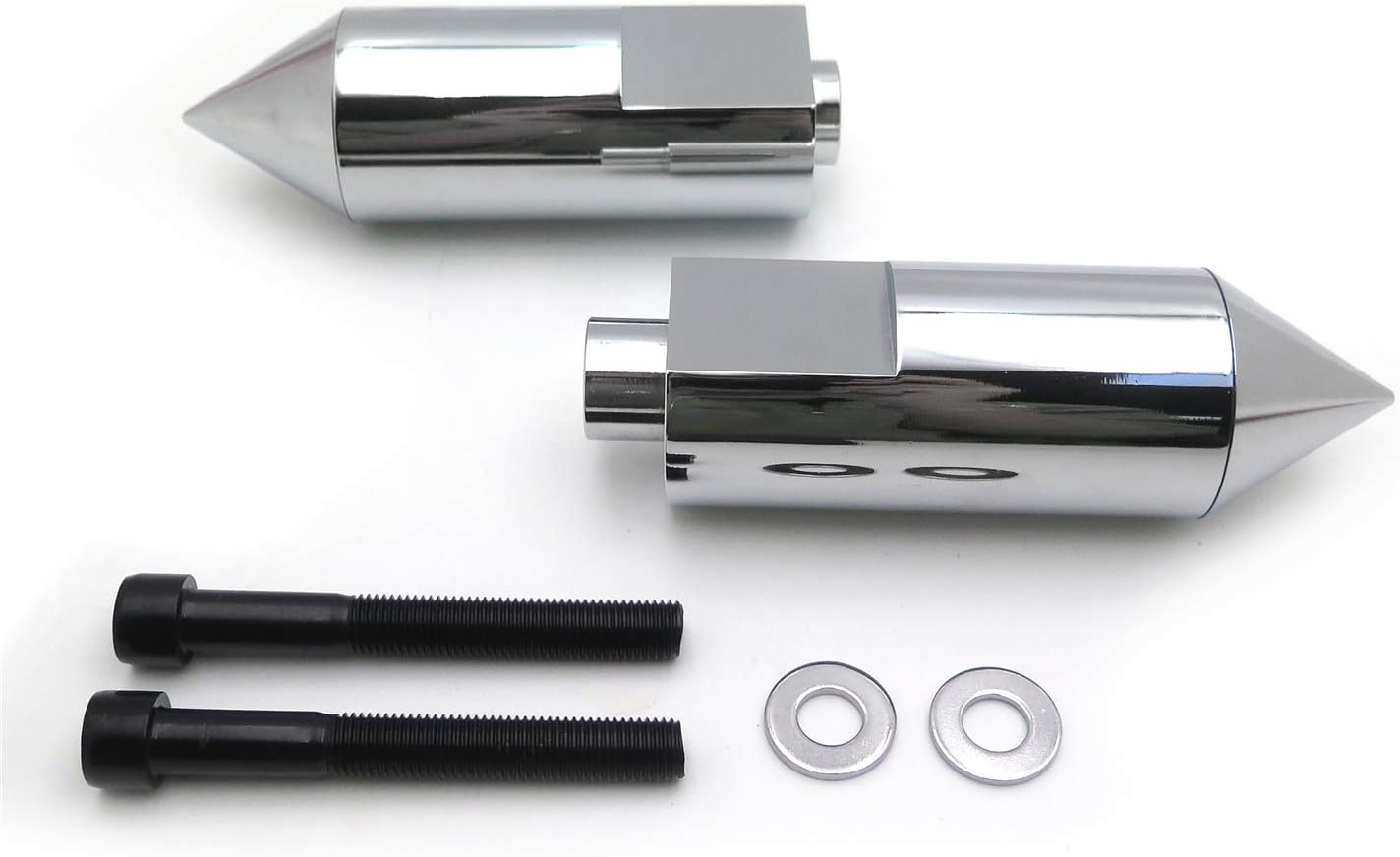 HongK- Chrome Spike Frame Sliders Crash Protector Compatiable With YZF R1 2004-2006 [P/N: MT290-001-CD]