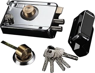 SOONHUA Home Security Exterior Door Lock Universal Anti-Theft Door Lock Lock Auto Lock for Bedroom Apartment Security Office with 5 Keys Left Side Openingã€‚ Stainless Steel
