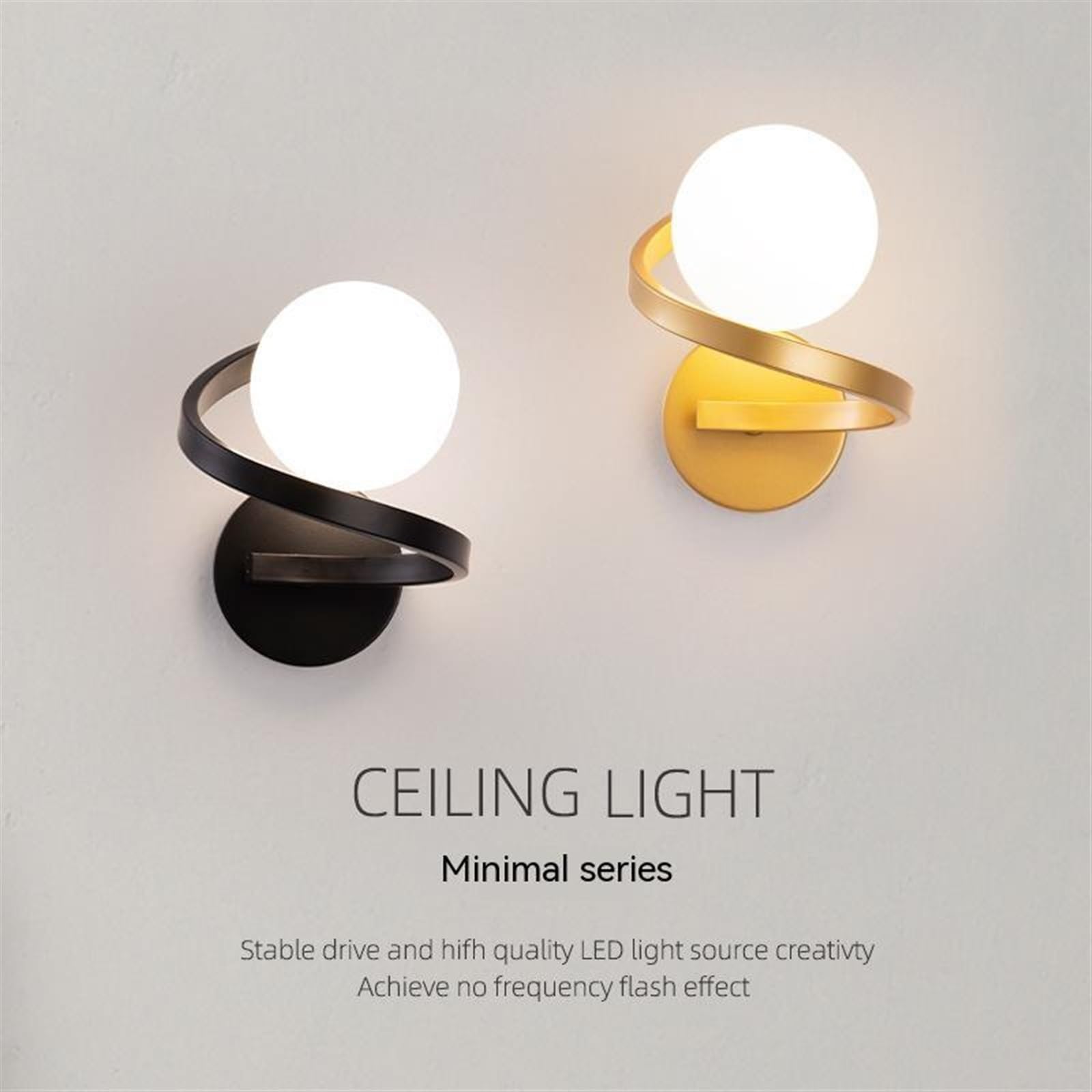 Nordic kinkiet nowoczesne Led lampki nocne do sypialni kreatywna Persnality Ball alejek salon ściana tła w tle oprawy oświetleniowe Jasne śWiatłA(Warm White,Gold)