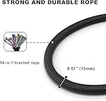 Rope Dog Leash, 6 Foot Heavy Duty Dog Leash with Aviation Aluminum Auto Locking Carabiner, Strong Nylon Pet Lead for Small, Medium, Large Dogs (Black, 6FT)