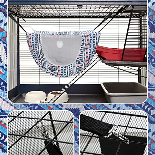 Unittype 2 Pieces Cat Cage Hammock Hanging Pet Bed Double Layer Soft Plush Hanging Pet Bed Comfortable Hammock Bed for Indoor Kitten Cats Ferret Hamster Rabbit or Small Animals, 2 Styles (Boho) - Thumbnail 3