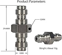 Vista 3 de Adaptador de acoplamiento de desconexión rápida macho doble, accesorios de herramienta de estación de llenado de aire de acero inoxidable, boquilla