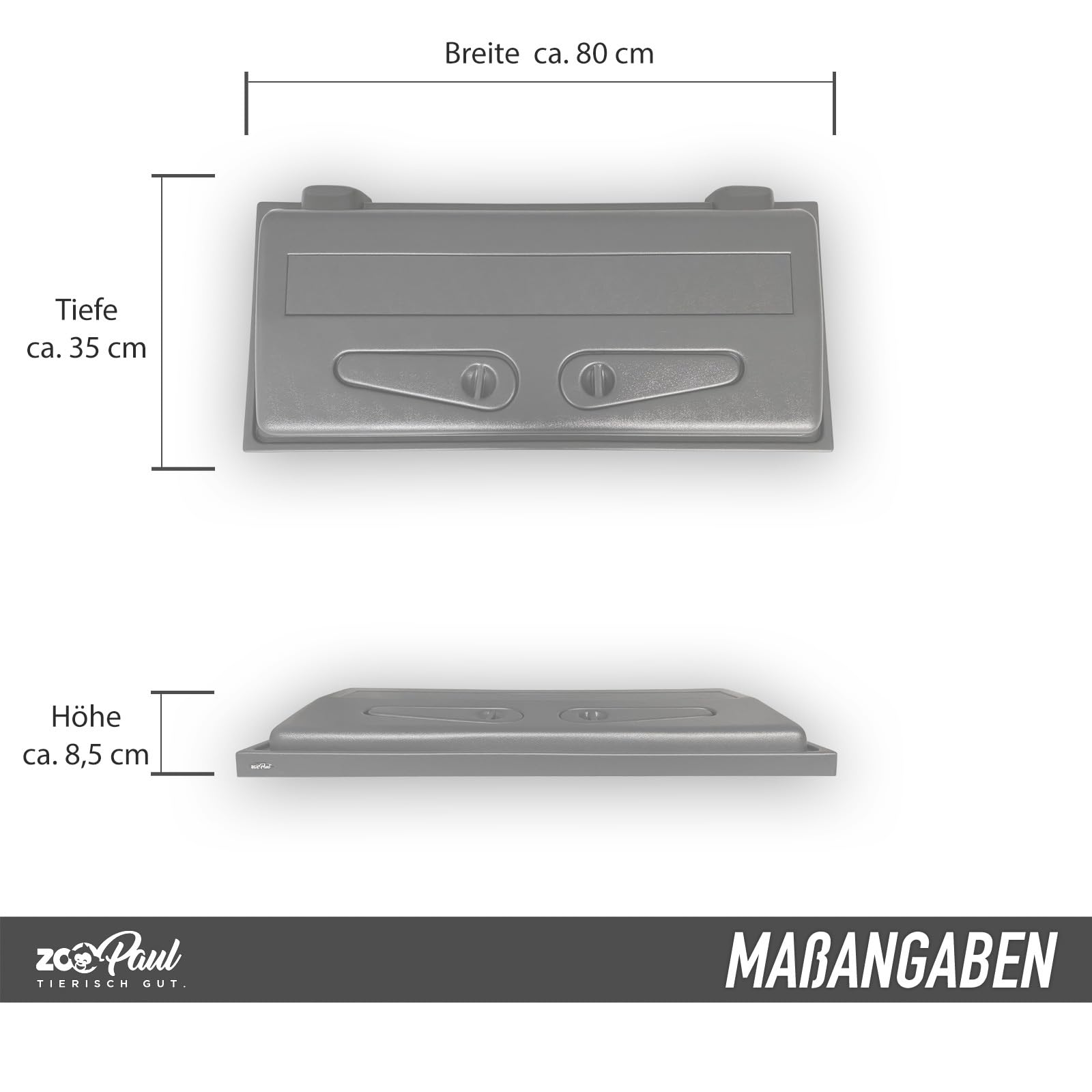 ZooPaul Aquarium Abdeckung 80x35 cm mit LED Beleuchtung – 2X T8 10W – Schwarz – für Aquarium & Terrarium – inkl. Futterklappen & Kabeldurchführungen
