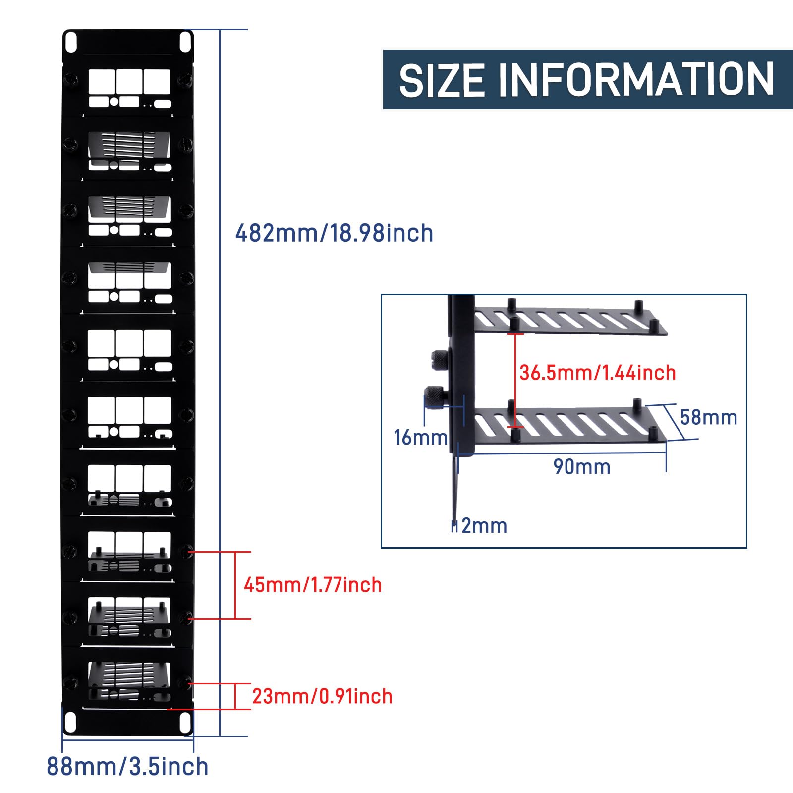 GeeekPi 19 Zoll 2U Rackmount für Raspberry Pi 5/4B/3B+/3B, mit abnehmbaren Fronthalterungen, kompatibel mit 19 Zoll Serverschränken