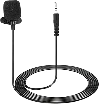 sourcing map Lavalier Lapel Microphone, 3.5mm Straight Stereo 4-Pole Condenser Collar Microphone 1.5m Wired Omnidirectional Condenser Mini Lapel Mic for Teachers Presenters