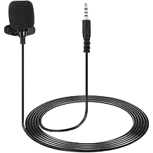 sourcing map Lavalier Lapel Microphone, 3.5mm Straight Stereo 4-Pole Condenser Collar Microphone 1.5m Wired Omnidirectional Condenser Mini Lapel Mic for Teachers Presenters