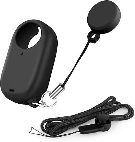 Funda de silicona Len compatible con Insta360 GO 3 con correa para el cuello y tapa correa antipérdida