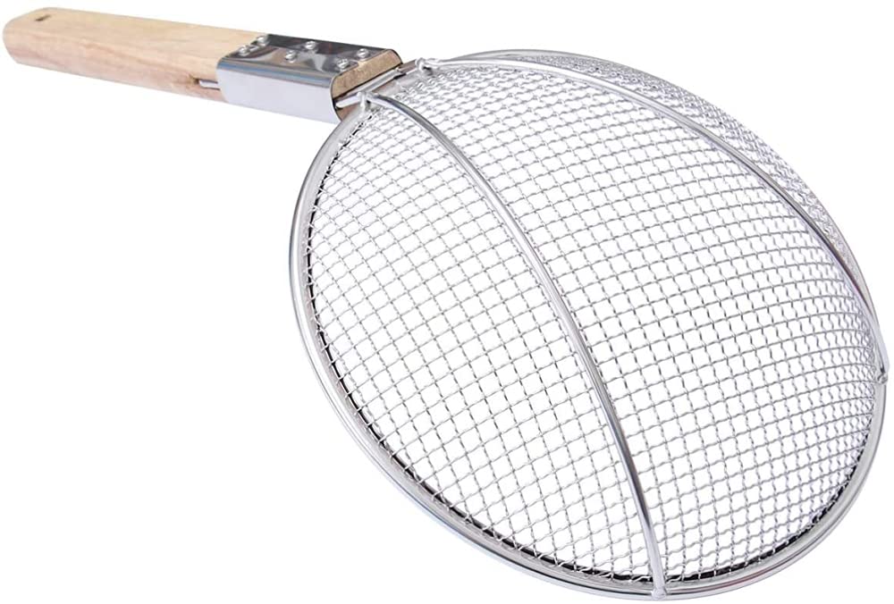 Cucharón Colador Cuchara Desnatadora De Acero Inoxidable Con Mango De Madera, Utensilio Para Freír Papas Fritas De Cocina, Espagueti, Fideos, Herramienta (diámetro 24 Cm / 9,44 Pulgadas)